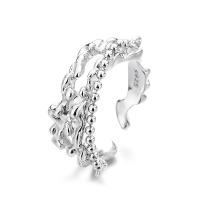 925 Sterling Silver Cuff Finger Ring, platinum plated, Adjustable & Unisex, original color, Sold By PC