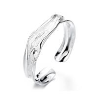 925 Sterling Silver Cuff Finger Ring, silver color plated, Adjustable & Unisex, original color, Sold By PC