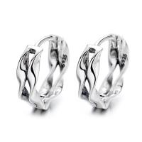 925 Sterling Silver Huggie Hoop Earring, polished, fashion jewelry & for woman, original color, 10mm, Sold By Pair