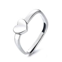 925 Sterling Silver Finger Rings, Heart, platinum plated, Adjustable & Unisex, original color, Sold By PC