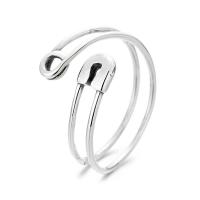 925 Sterling Silver Cuff Finger Ring Safety Pin polished Adjustable & for woman & hollow original color Sold By PC