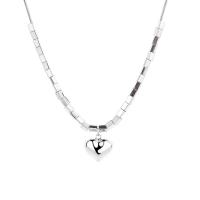 Sterling Silver Κολιέ, 925 ασημένιο ασήμι, Καρδιά, γυαλισμένο, κοσμήματα μόδας & για τη γυναίκα, αρχικό χρώμα, 450mm, Sold Με PC
