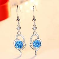 Cupronickel Drop Earring platinum plated micro pave cubic zirconia & for woman Sold By Pair