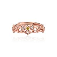 Cubic Zirconia Micro Pave 925 Sterling Silver Rings rose gold color plated Adjustable & micro pave cubic zirconia & for woman rose gold color Sold By PC