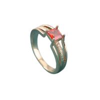 Cúbicos Circonia Micro Pave anillo de latón, metal, chapado en oro KC, micro arcilla de zirconia cúbica & para mujer, más colores para la opción, libre de níquel, plomo & cadmio, tamaño:7, Vendido por UD