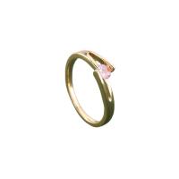 Cúbicos Circonia Micro Pave anillo de latón, metal, chapado en oro KC, micro arcilla de zirconia cúbica & para mujer, más colores para la opción, libre de níquel, plomo & cadmio, tamaño:7, Vendido por UD