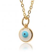 Дурной глаз ожерелье ювелирных изделий, Латунь, плакирован золотом, Женский & эмаль, Много цветов для выбора, 9x15mm, длина Приблизительно 17.7 дюймовый, продается PC