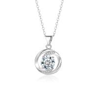 Cubic Zircon Micro Pave Brass Necklace platinum color plated micro pave cubic zirconia & for woman Length Approx 17.72 Inch Sold By PC