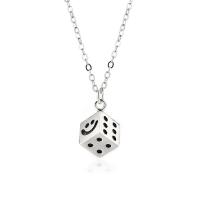925 Sterling Silver Necklaces with 1.96 inch extender chain Dice platinum color plated for woman & enamel Length Approx 17.72 Inch Sold By PC