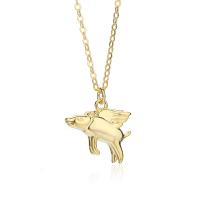 925 Sterling Silver Necklaces, with 1.96 inch extender chain, Pig, plated, for woman, more colors for choice, 15x13mm, Length:Approx 17.72 Inch, Sold By PC