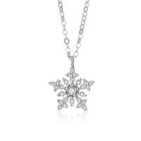 Cubic Zircon Micro Pave 925 Sterling Silver Necklace with 1.96 inch extender chain Snowflake plated micro pave cubic zirconia & for woman Length Approx 17.72 Inch Sold By PC