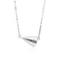 925 Sterling Silver Necklaces, with 1.96 inch extender chain, Airplane, plated, for woman, more colors for choice, 14x10mm, Length:Approx 17.72 Inch, Sold By PC