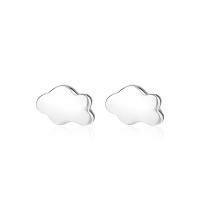 925 Sterling Silver Stud Earrings, Cloud, plated, for woman, more colors for choice, 10x6mm, Sold By Pair