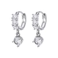 Tibetan Style Drop Earrings, platinum plated, fashion jewelry & micro pave cubic zirconia & for woman, nickel, lead & cadmium free, 18mm, Sold By Pair