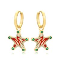 Zinc Alloy Drop Earrings gold color plated Christmas Design & fashion jewelry & for woman & enamel & with rhinestone nickel lead & cadmium free Sold By Pair