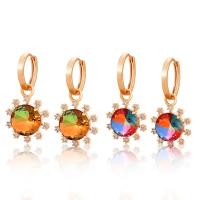 Tibetan Style Drop Earrings, 18K gold plated, fashion jewelry & micro pave cubic zirconia & for woman, more colors for choice, nickel, lead & cadmium free, 39x18mm, Sold By Pair