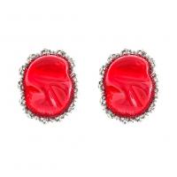 Rhinestone Earring Zinc Alloy with Resin fashion jewelry & for woman & with rhinestone Sold By Pair