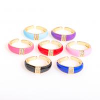 Zink Alloy Finger Ring, guldfärg pläterade, mode smycken & för kvinna & emalj & med strass, fler färger för val, 18x6mm, Säljs av PC