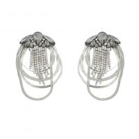 Rhinestone Earring Zinc Alloy fashion jewelry & for woman & with rhinestone silver color Sold By Pair