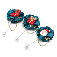 Christmas Brooches Zinc Alloy with Cloth & Plastic Pearl plated Christmas Design & Unisex & enamel nickel lead & cadmium free 98mm Sold By PC