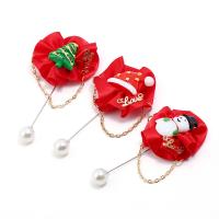 Christmas Brooches Zinc Alloy with Plastic Pearl plated Christmas Design & Unisex & enamel nickel lead & cadmium free 100mm Sold By PC