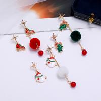Christmas Earrings Zinc Alloy gold color plated Christmas Design & for woman & enamel nickel lead & cadmium free 8cm 3*1.5cm Sold By Pair