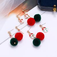 Christmas Earrings, Tibetan Style, gold color plated, Christmas Design & different styles for choice & for woman & enamel, more colors for choice, nickel, lead & cadmium free, 4.5*3cm,2cm, Sold By Pair