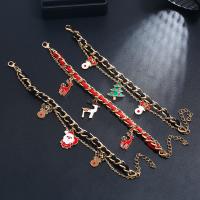 Christmas Holiday Bracelet, Tibetan Style, gold color plated, Christmas Design & different designs for choice & for woman & enamel, more colors for choice, nickel, lead & cadmium free, Length:Approx 17 cm, Sold By PC