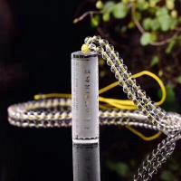 Quarz Halskette, Klarer Quarz, Zylinder, unisex & satiniert, klar, 18x50mm, Länge:ca. 50 cm, verkauft von PC