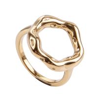 Titan Edelstahl Ringe, Titanstahl, goldfarben plattiert, verschiedene Größen vorhanden & verschiedene Stile für Wahl & für Frau, goldfarben, 18mm, verkauft von PC