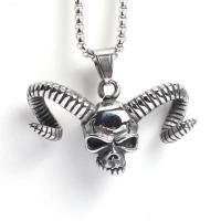 Titanium Steel Pendants, Skull, silver color plated, for man, silver color, 51x836mm, Sold By PC