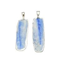 Quartz Gemstone Pendants, Kyanite, with Brass, silver color plated, fashion jewelry, blue, 42-49mm, Sold By PC