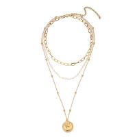 Multi Layer Necklace, 304 Stainless Steel, with Plastic Pearl, with 3.94inch extender chain, three layers & fashion jewelry & for woman, more colors for choice, 22mm, Length:Approx 13.78 Inch, Approx 15.75 Inch, Approx 19.69 Inch, Sold By PC