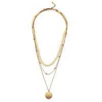 Multi Layer Necklace, 304 Stainless Steel, Round, three layers & fashion jewelry & Unisex, more colors for choice, 18mm, Length:Approx 15.75 Inch, Approx 17.72 Inch, Approx 19.69 Inch, Sold By PC