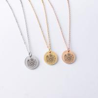 Stainless Steel Jewelry Necklace, 304 Stainless Steel, Round, fashion jewelry & with flower pattern & for woman, more colors for choice, 20mm, Sold Per Approx 17.72 Inch Strand