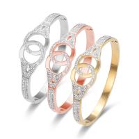 Acier titane bracelet ordinaire, bijoux de mode & pavé de micro zircon & pour femme, plus de couleurs à choisir, 16mm, Diamètre intérieur:Environ 50x58mm, Vendu par PC