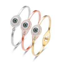 Evil Eye Jewelry Bracelet Titanium Steel Horse Eye Vacuum Ion Plating fashion jewelry & evil eye pattern & micro pave cubic zirconia & for woman Inner Approx Sold By PC