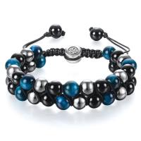 Bracelets Woven Ball pierres précieuses, pierre gemme, avec corde en nylon, Rond, Double couche & bijoux de mode & unisexe & réglable, plus de couleurs à choisir, Longueur:19-28 cm, Vendu par PC