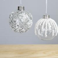 Glass Christmas Hanging Ornaments Round brushwork Christmas jewelry Sold By PC