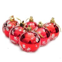 PVC Plastic Christmas Tree Decoration, Round, plated, Christmas jewelry, more colors for choice, 60mm, 6PCs/Box, Sold By Box