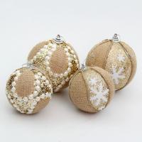 PE Schaumstoff Weihnachtsbaum-Dekoration, mit Pailletten & Leinen & Kunststoff Perlen, rund, Weihnachtsschmuck, keine, 100mm, verkauft von PC