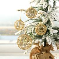 fundición Decoración del árbol de Navidad, con Lentejuelas, Esférico, Joyas de Navidad & diverso tamaño para la opción & hueco, dorado, libre de níquel, plomo & cadmio, Vendido por Caja