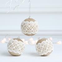 PE Foam Christmas Tree Decoration with Sequins & Lace Round Christmas jewelry 80mm Sold By PC