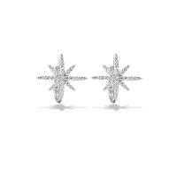 Brass Earring Clip Hexagram plated fashion jewelry & micro pave cubic zirconia & for woman nickel lead & cadmium free Sold By Pair