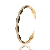 Brass Cuff Bangle gold color plated micro pave cubic zirconia & for woman & enamel 66mm Sold By PC