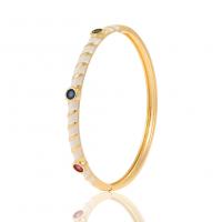 Brass Bangle gold color plated micro pave cubic zirconia & for woman & enamel 65.50mm Sold By PC