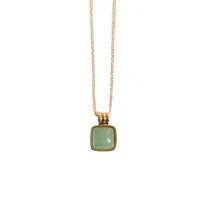 Natural Gemstone Necklace Titanium Steel with Natural Stone 18K gold plated fashion jewelry & for woman 450mm Sold By PC