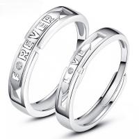 Couple Finger Rings Brass platinum plated Adjustable & micro pave cubic zirconia original color Sold By PC
