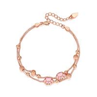 Brass Bracelet & Bangle rose gold color plated Double Layer & for woman rose gold color 230mm Sold By PC