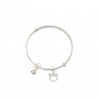Brass Bangle silver color plated Adjustable & for woman silver color Sold By PC